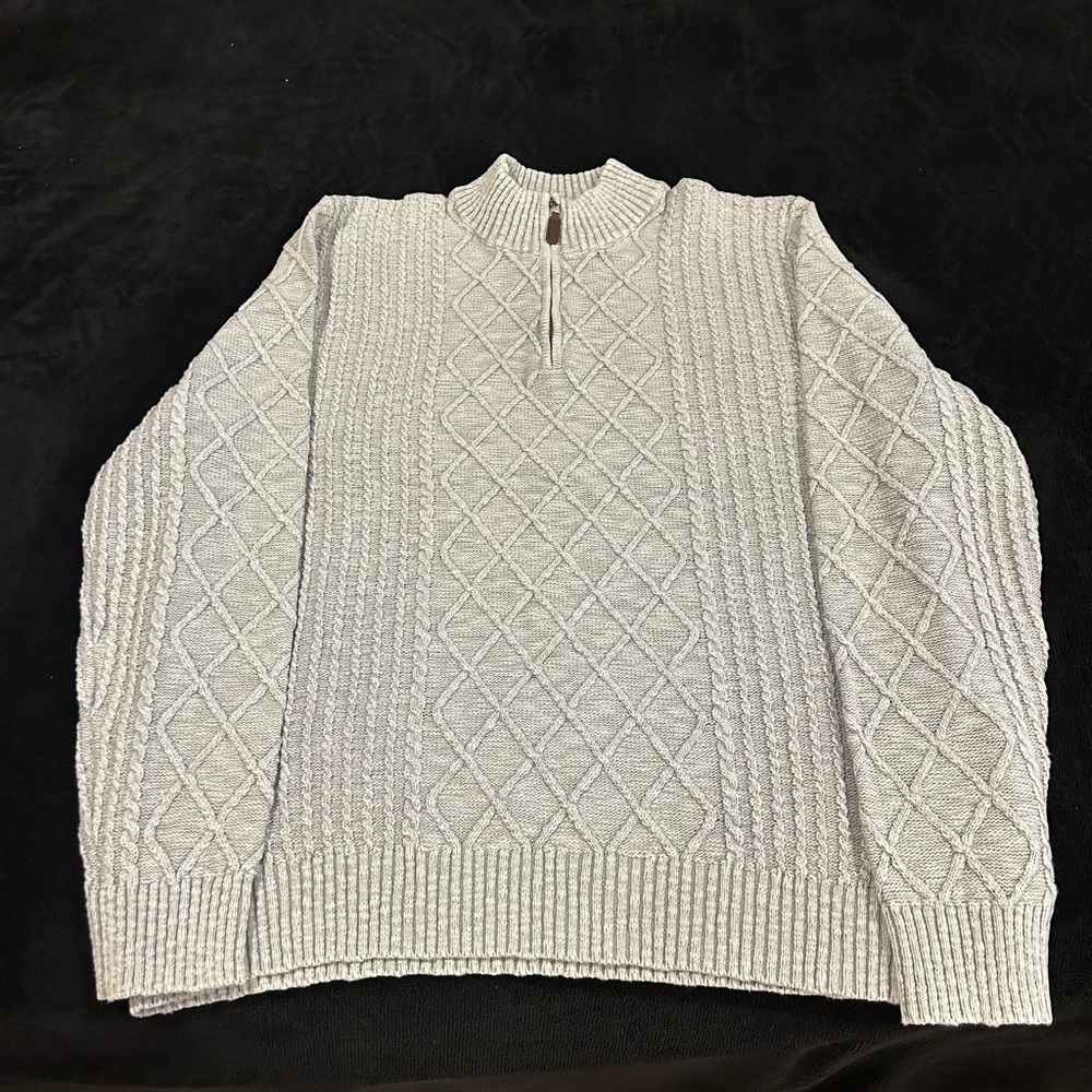 100% Cotton Light Grey Cable Knit Sweater